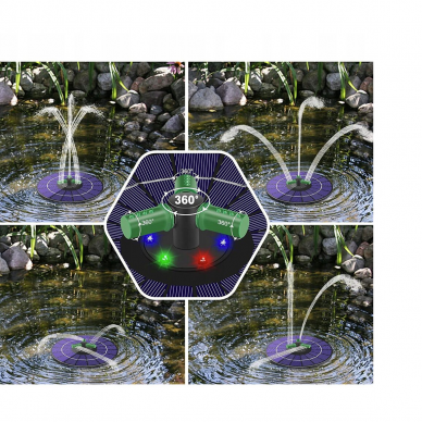 Plūduriuojantis fontanas su saulės baterija ir LED šviesa 3